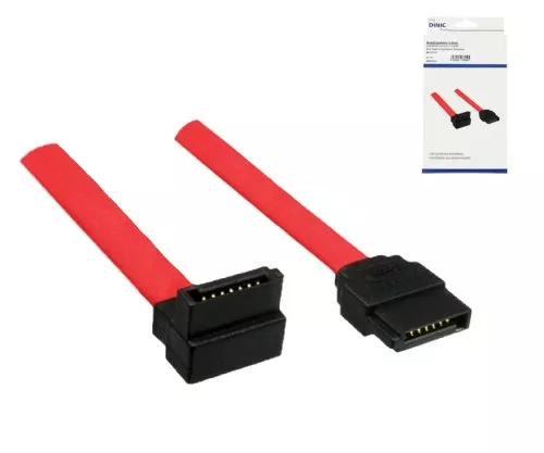 Cavo DINIC S-ATA 1, 2, 3, da S-ATA diritto a S-ATA 90° ad angolo retto, scatola DINIC con foro Euro, 0,50 m